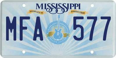 MS license plate MFA577