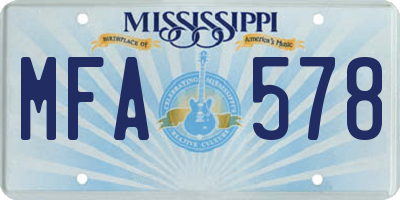 MS license plate MFA578