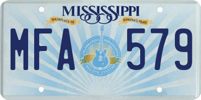 MS license plate MFA579