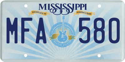 MS license plate MFA580