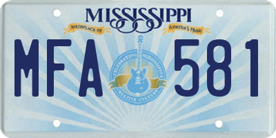 MS license plate MFA581