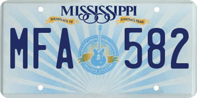 MS license plate MFA582