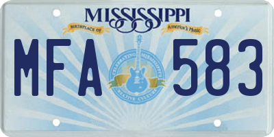 MS license plate MFA583
