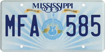 MS license plate MFA585