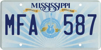 MS license plate MFA587