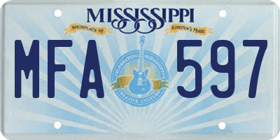 MS license plate MFA597