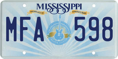 MS license plate MFA598