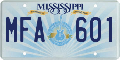 MS license plate MFA601