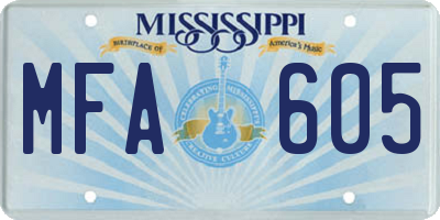 MS license plate MFA605