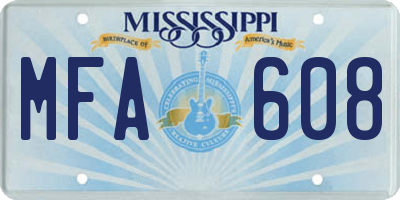 MS license plate MFA608