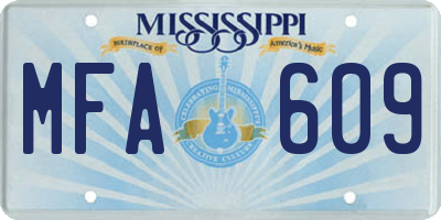 MS license plate MFA609