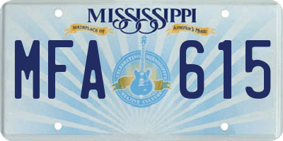 MS license plate MFA615