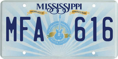 MS license plate MFA616
