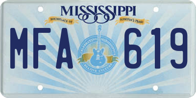 MS license plate MFA619