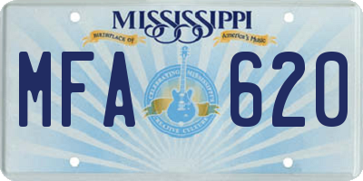 MS license plate MFA620