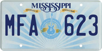 MS license plate MFA623