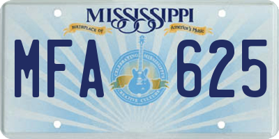 MS license plate MFA625