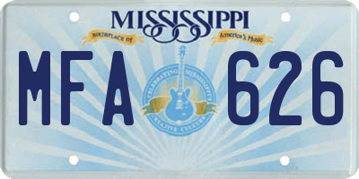 MS license plate MFA626