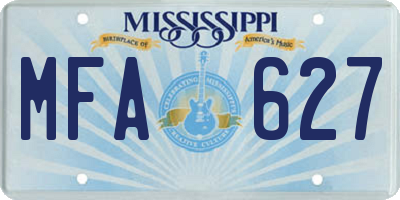 MS license plate MFA627