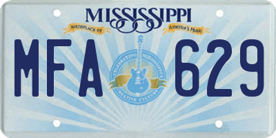 MS license plate MFA629