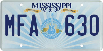 MS license plate MFA630