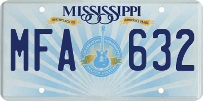 MS license plate MFA632