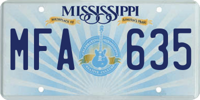MS license plate MFA635