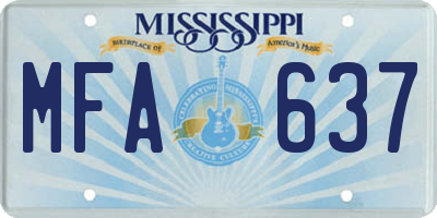 MS license plate MFA637