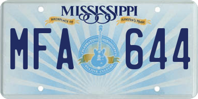 MS license plate MFA644