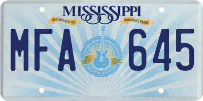 MS license plate MFA645