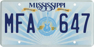 MS license plate MFA647