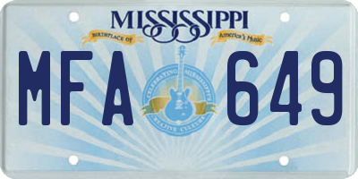 MS license plate MFA649