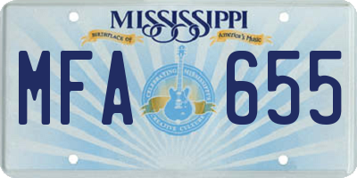 MS license plate MFA655