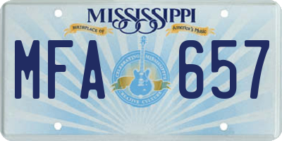 MS license plate MFA657