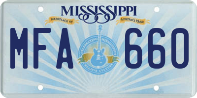 MS license plate MFA660