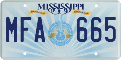 MS license plate MFA665