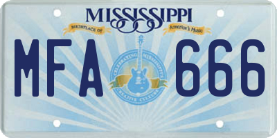 MS license plate MFA666