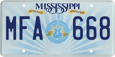 MS license plate MFA668