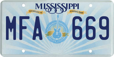 MS license plate MFA669