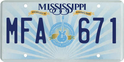 MS license plate MFA671