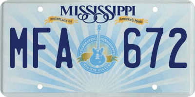 MS license plate MFA672