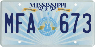 MS license plate MFA673
