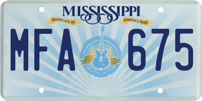 MS license plate MFA675