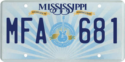 MS license plate MFA681