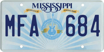 MS license plate MFA684