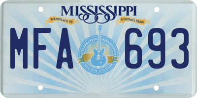 MS license plate MFA693