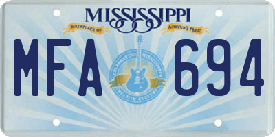 MS license plate MFA694