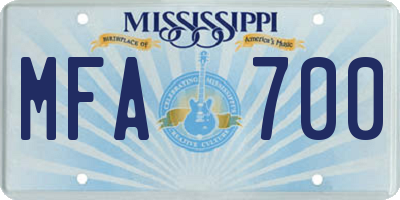 MS license plate MFA700