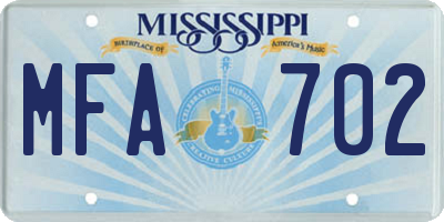 MS license plate MFA702
