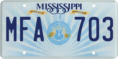 MS license plate MFA703